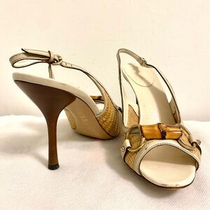 Authentic Gucci heels with signature bamboo